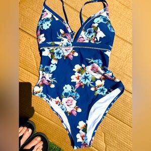 Flirty Floral Swimsuit with Cris Cross Tie Back